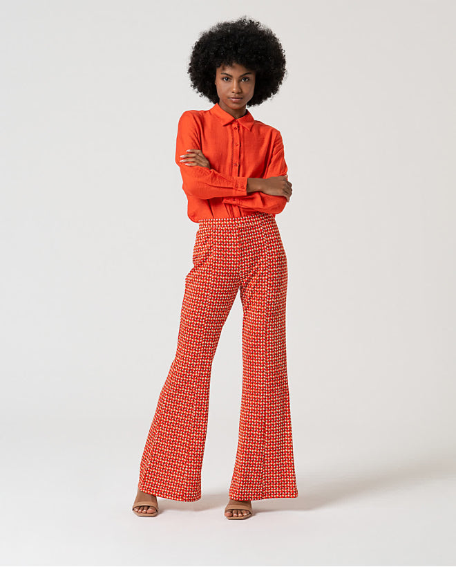 Camisa de manga longa com detalhe de ornamento Laranja
