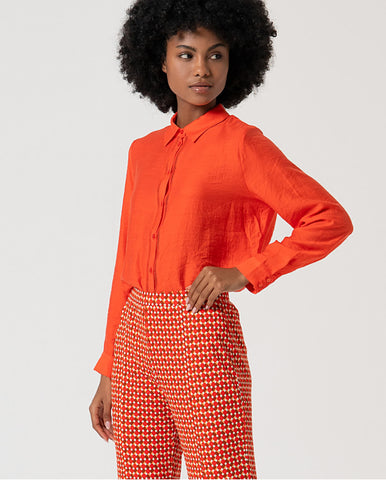 Camisa de manga longa com detalhe de ornamento Laranja