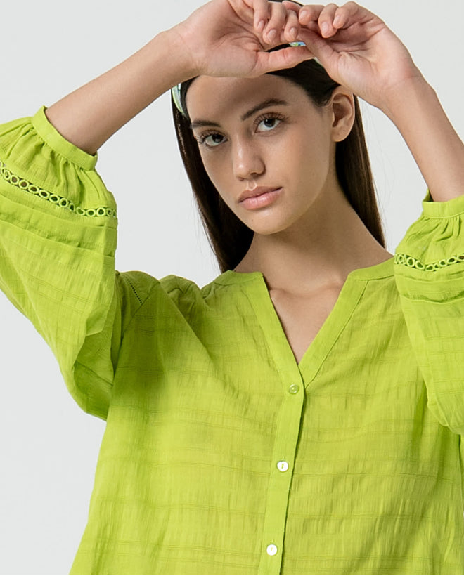 Camisa de manga longa com detalhe de ornamento Laranja