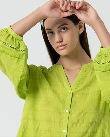 Camisa de manga longa com detalhe de ornamento Laranja