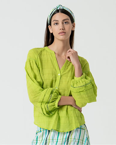 Camisa de manga longa com detalhe de ornamento Laranja