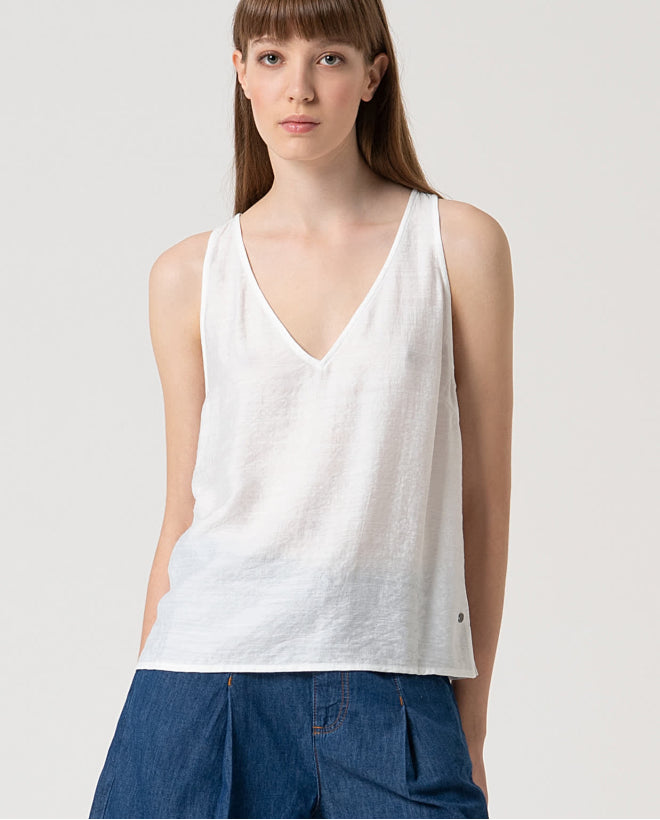 Blusa decote canoa sem mangas Verde bilhar