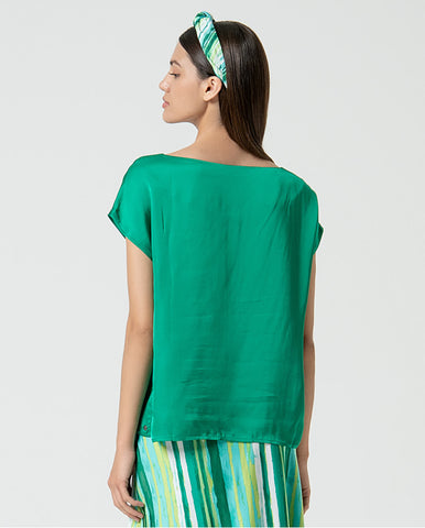 Blusa decote canoa sem mangas Verde bilhar