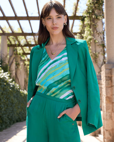 Blusa decote canoa sem mangas Verde bilhar