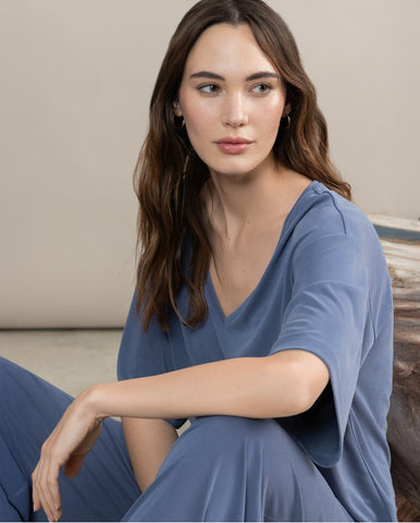 Blusa gola mandarim aberta com mangas bufantes Laranja