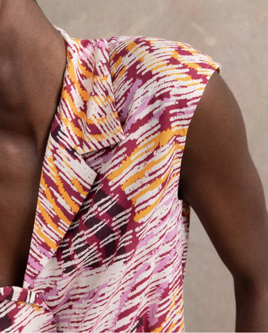 Blusa gola mandarim aberta com mangas bufantes Laranja