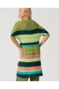Cardigan longo de crochê abotoado Verde